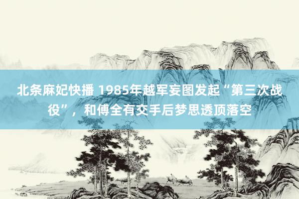 北条麻妃快播 1985年越军妄图发起“第三次战役”，和傅全有交手后梦思透顶落空